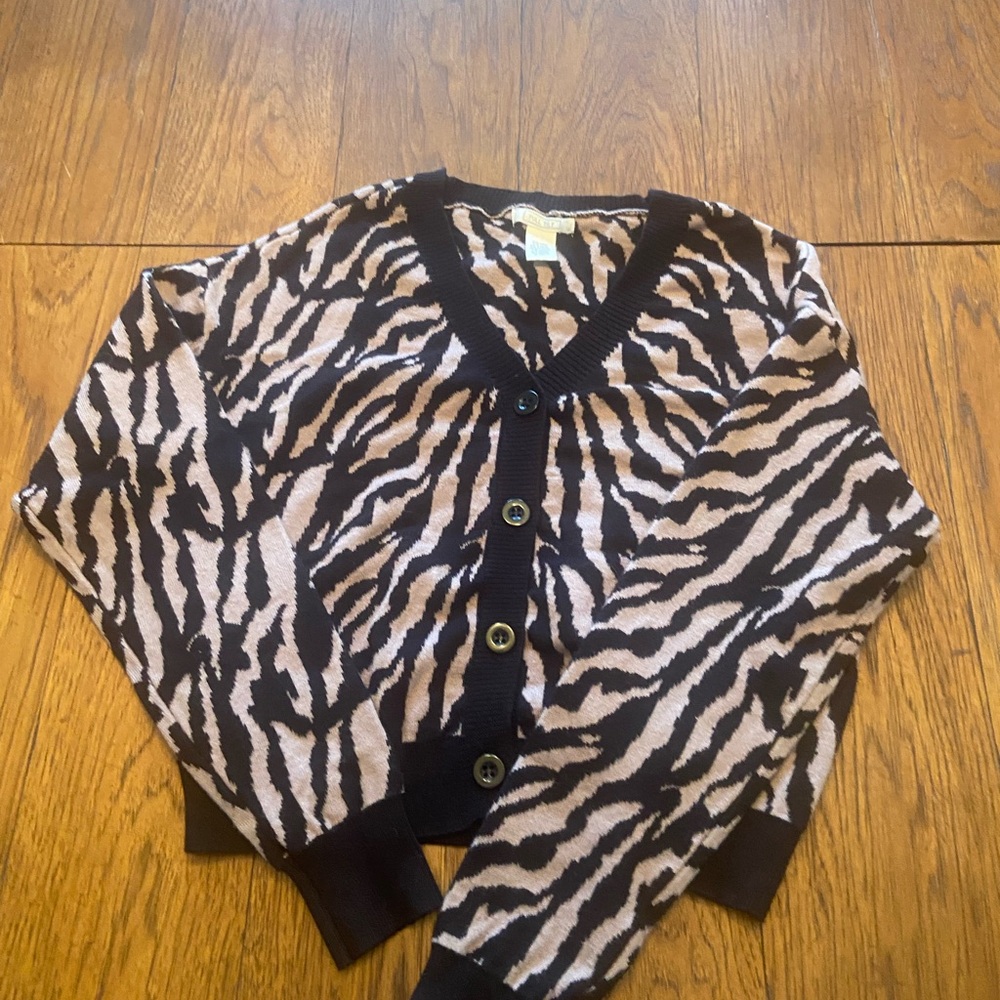 Full Tilt Black and Cream Zebra Cardigan